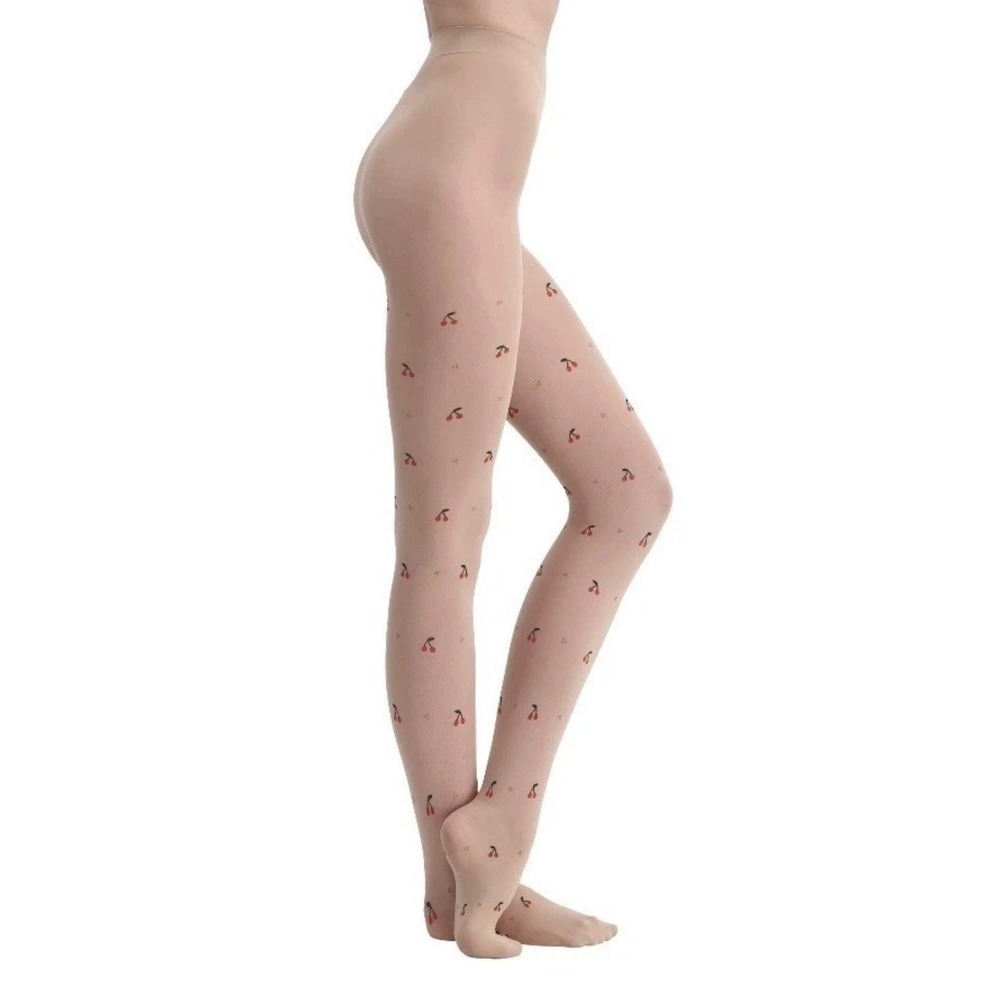 No Boundaries Cherry Tights Womens Size XL Sheer‎ Cherries Hosiery NEW